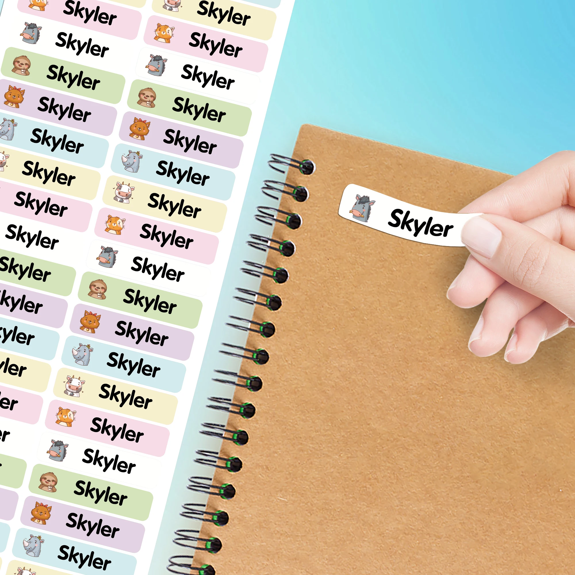 Personalized Name Tags Sticker Animal Patterns Water Bottle Label Children Huntey Baby Shower Party Gift Girls Party Supplie Diy