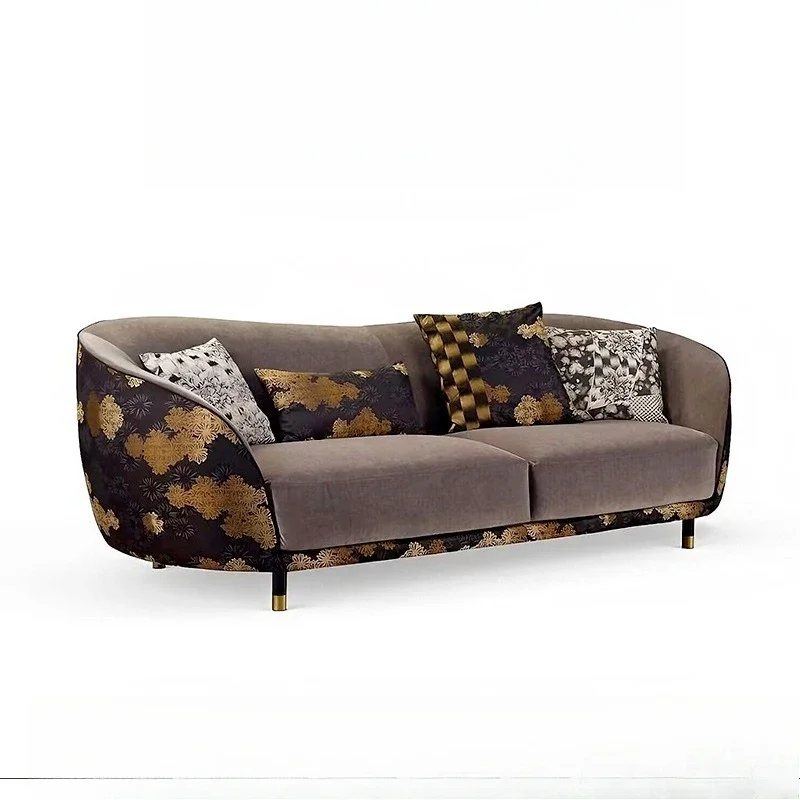 Creative embroidered fabric sofa, villa luxury living room, high-end sofa