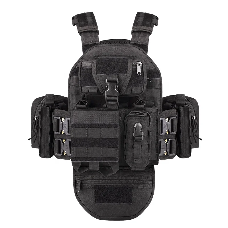 YAKEDA Quick Release Chaleco Tactical Plate Carrier Molle Crotch Protection Tactical Vest 1000D polyester