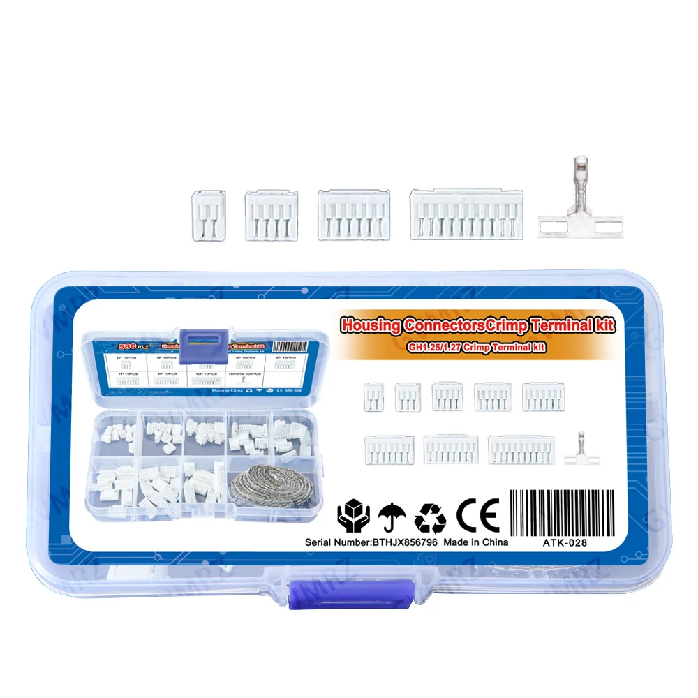 580PCS GH1.25/1.27 Housing Connectors and Crimp Terminal kit Connectors Plugs GH1.25mm Pitch for 3D Printer Flight Controller 