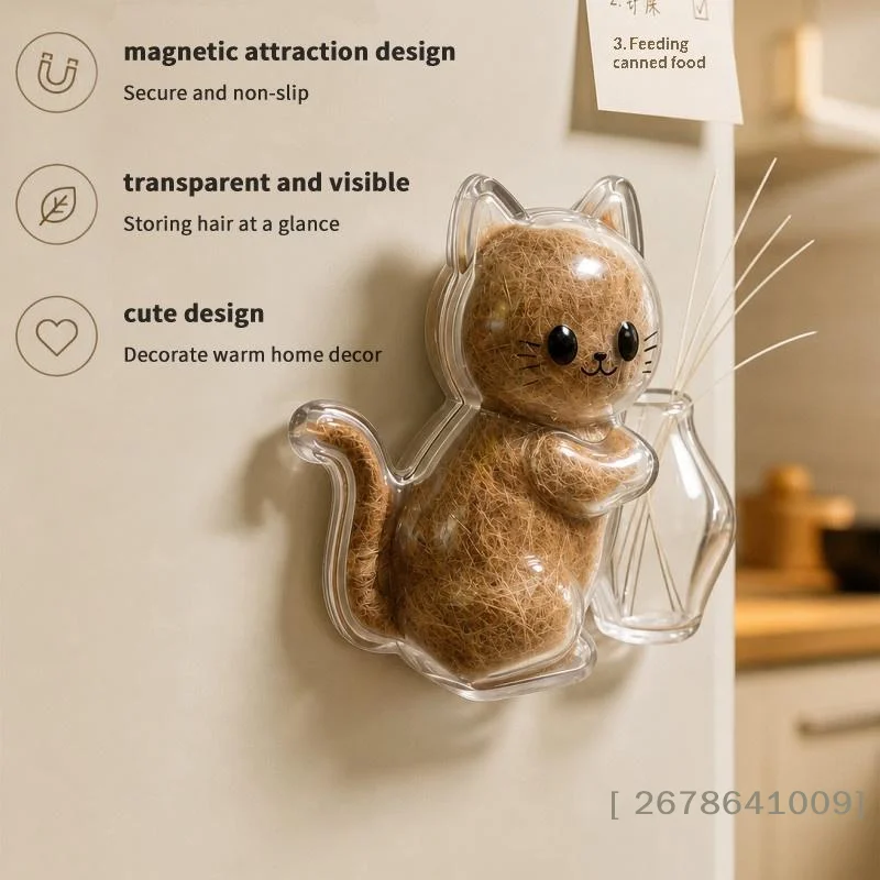 ⚑ Aimants de réfrigérateur transparents pour poils de chat, capsule de conservation de poils d'animaux, souvenirs DIY, collectionneur de moustaches de chat, aimant de réfrigérateur