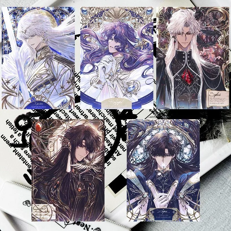 5Pcs/Set TAROT Love and Deepspace Laser Card Xavier Zayne Rafayel ralayo Sylus Caleb  Cosplay Rounded Corners LOMO Card Postcard