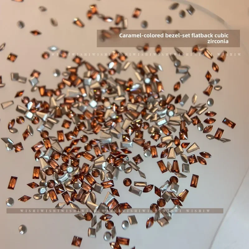 50pcs Zircon Nail Rhinestones Mixed Pack Super Sparkly Mini Marquise Trapezoid Piled Autumn Winter Nail Art Decorations