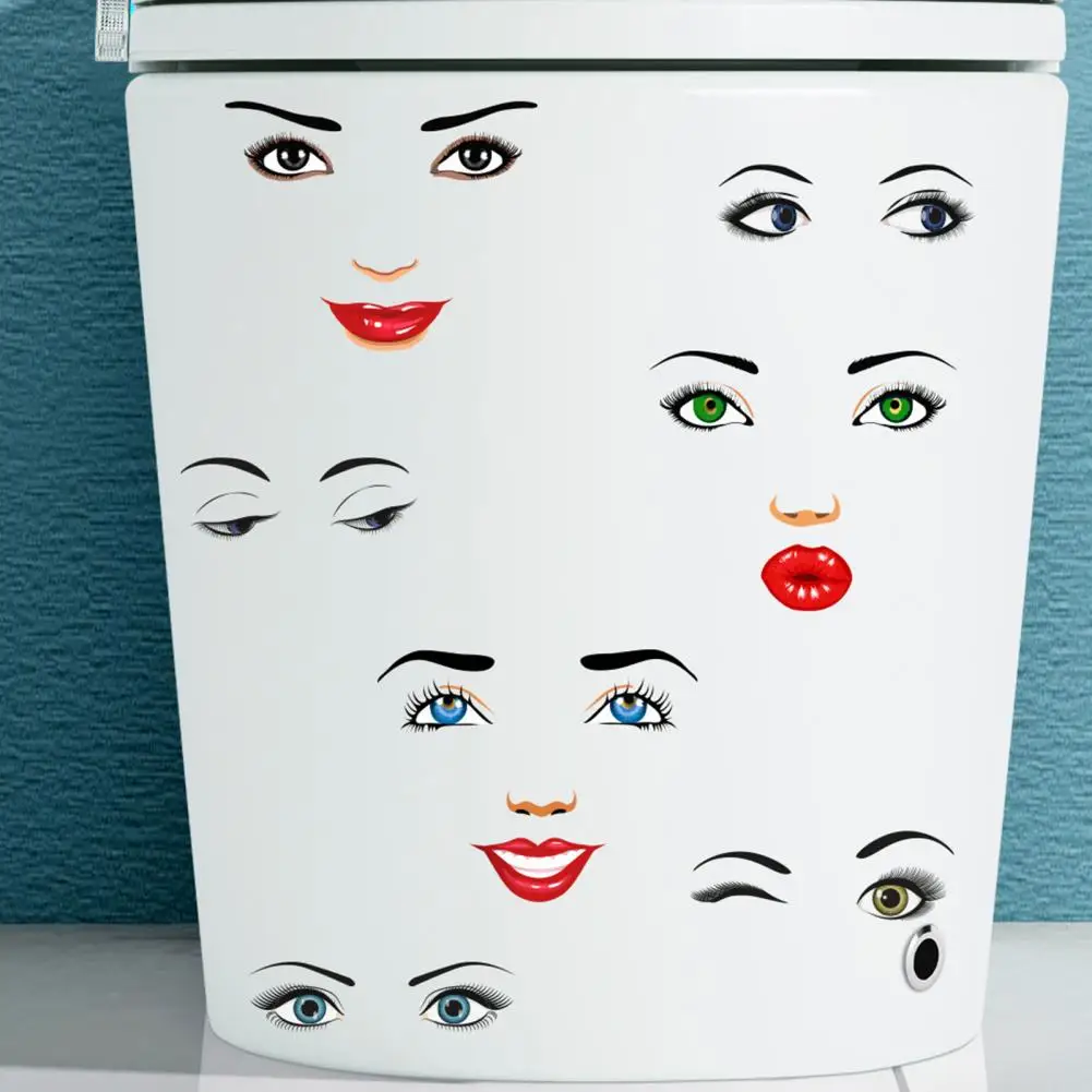 Autocollants décoratifs DIY imperméables à l'eau avec expressions faciales, autocollants en PVC auto-adhésifs pour l'artisanat DIY, caractéristiques faciales féminines