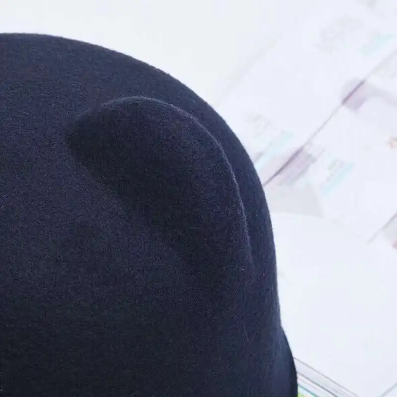 2017 New Fashion high quality Woolen Women's Fedora Hat Autumn Winter Solid color Cat ear animal Cap IN Stock Free Shipping