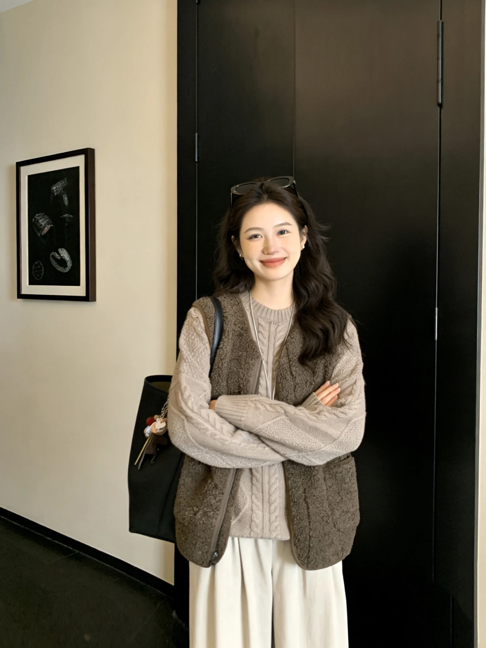 

Женский жилет из овечьей шерсти, новинка весенней коллекции, с перекрестной застежкой-молнией, модный повседневный свободный крой, круглый вырез, полиэстер