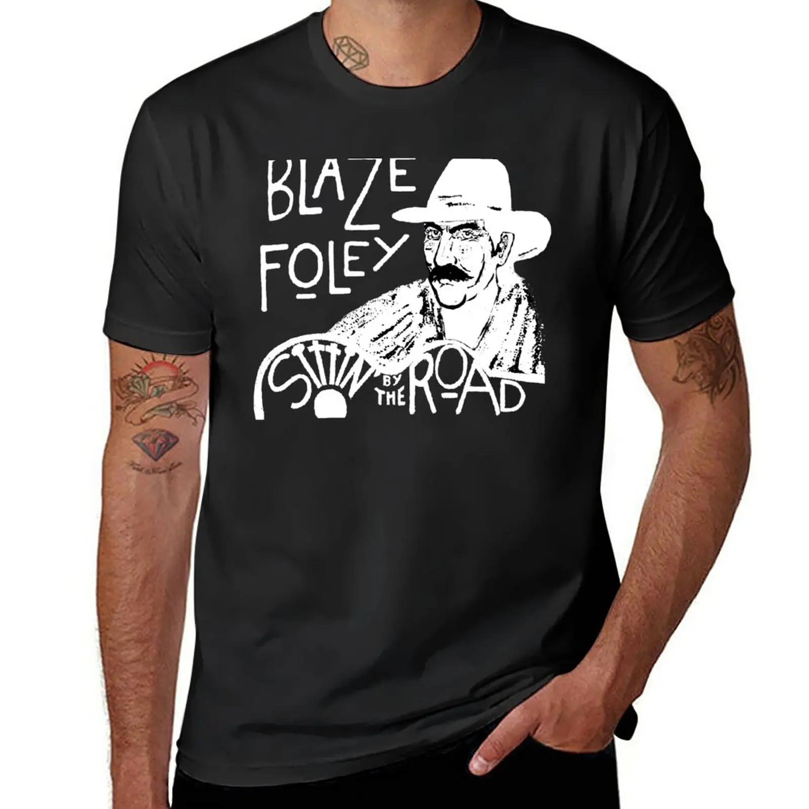 

New Blaze Foley - Sittin By The Road (white ink) T-Shirt korean fashion blank t shirts mens graphic t-shirts big and tall