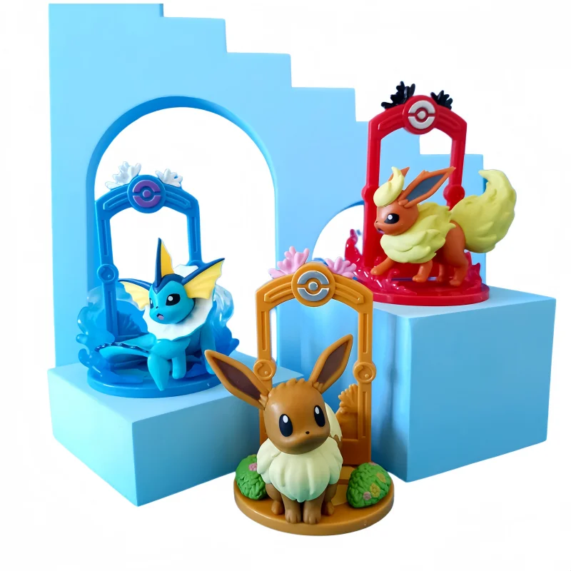 Pokemon Eevee Evolution Figures Set of 9 Vaporeon Espeon Umbreon Glaceon Sylveon Anime Model Toys Collectible Desk Display Gift - view 3