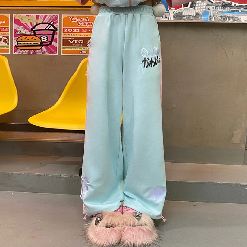 Casual Leisure Suit Autumn Winter Overcoat and Sweatpants Y2k Cute Set Holiday Kwaii Japanese Women New Youthful Pant Sets