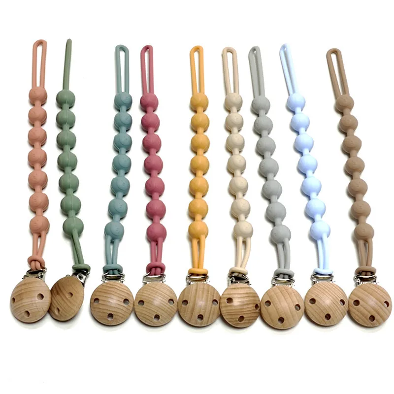 Silicone Beads Baby Pacifier Clips BPA Free Anti-drop Dummy Soother Holder Nipple Clip Teether Toy Chain Baby Nipple Accessories