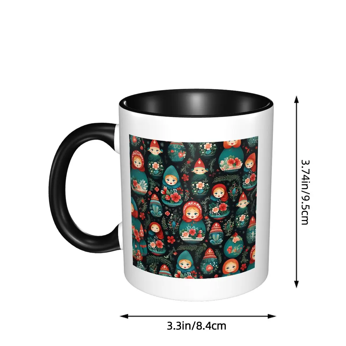 Russian Matryoshka Folk Art Babushka Dall Mug Funny Ceramic Coffee Cups Tea Mugs Milk Cup Drinkware Gift for Friends