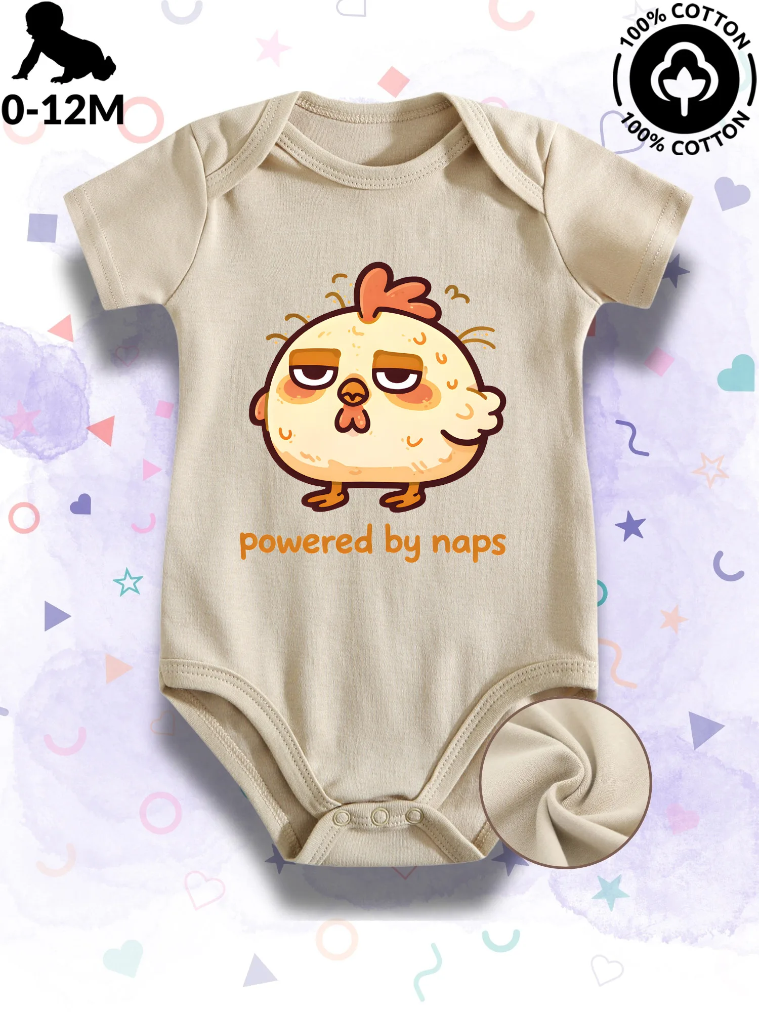 Body para Bebé Unisex Powered By Naps, 100% Algodón Suave, Traje de Gateo Beige para Todas las Temporadas, 190GSM