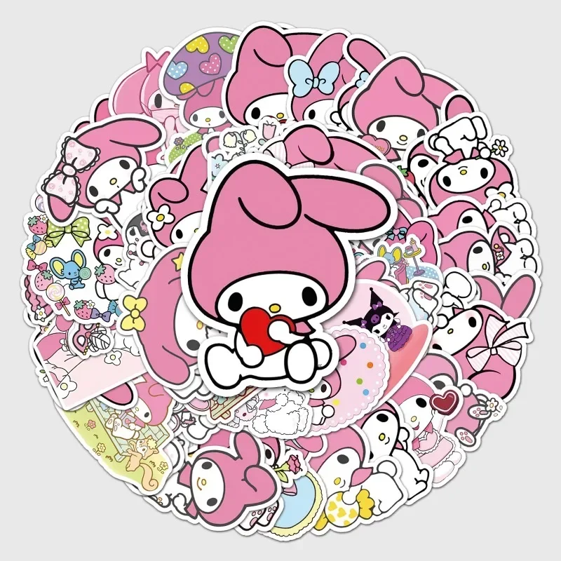 50 buah lucu Sanrio My Melody stiker kartun lucu Guka bagasi Notebook mobil kulkas stiker untuk ponsel Graffiti Decals