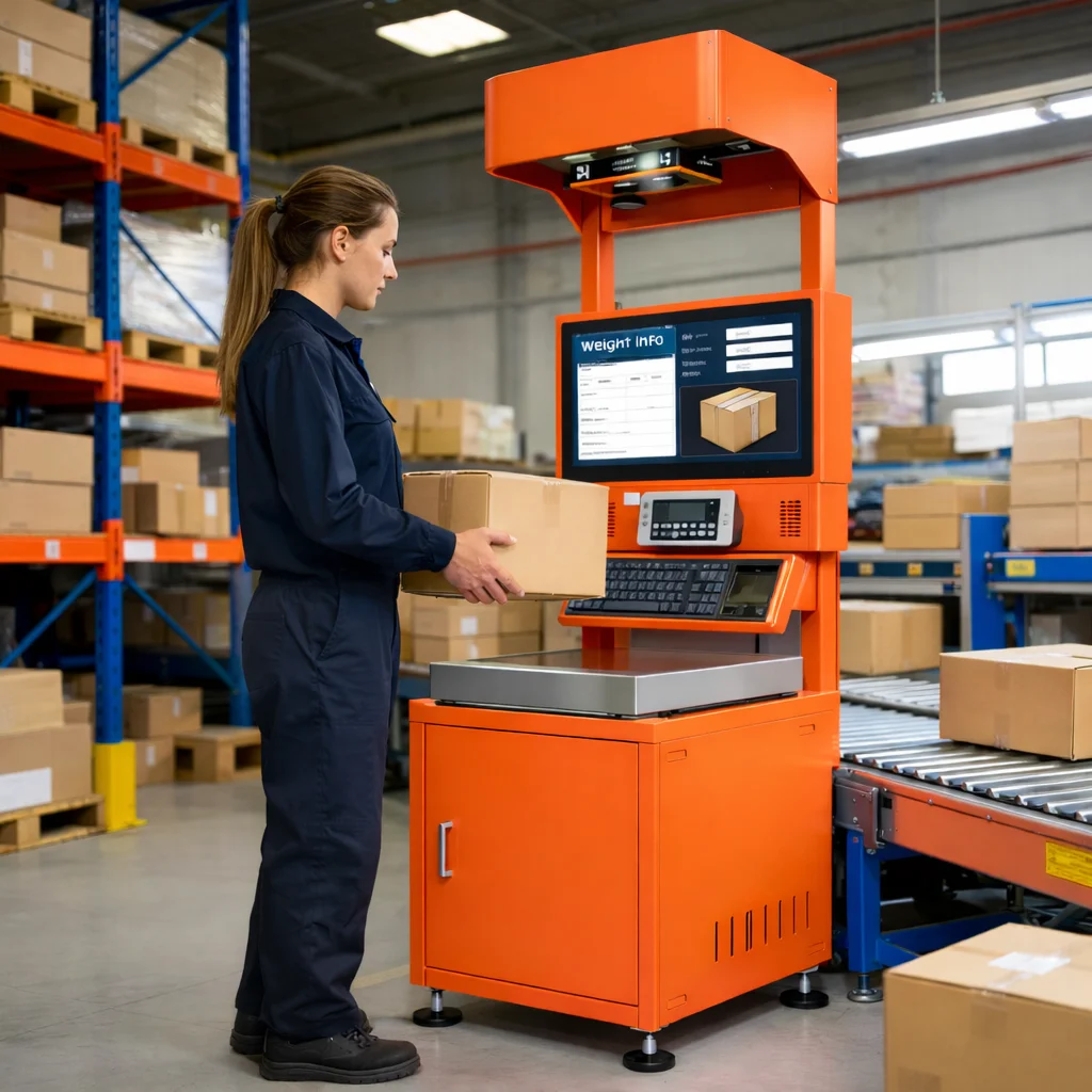 E-commerce Express Parcel Sorting Conveyor Machine with Dimension Weight Scale
