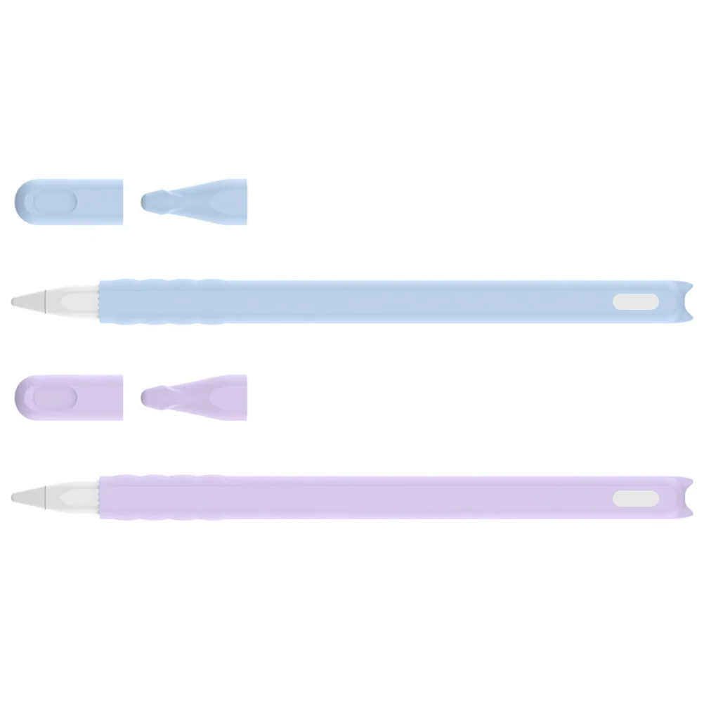 

2pcs Cat Head Design Silicone Case For 2Nd Generation Pencil Purple Sky-Blue Silica Gel Cover Pen Protector Touch Screen