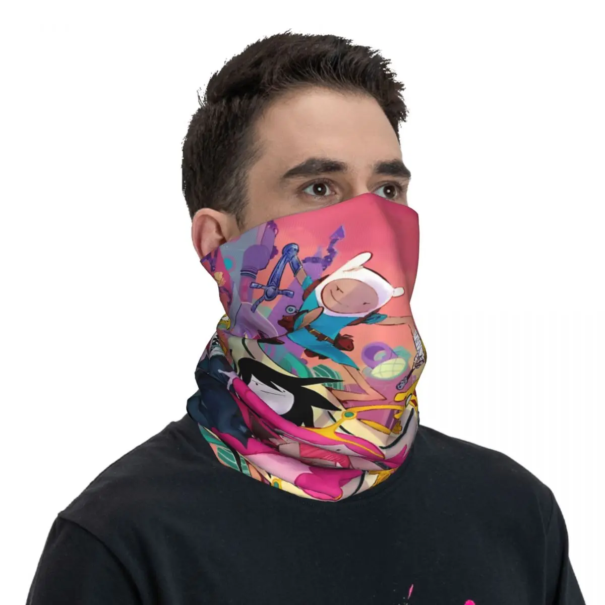 Foulard rond A-Adventure Time imprimé pour adultes, bandana de motocross amusant, écharpe de cou unisexe, écharpe de cyclisme et de randonnée, hiver