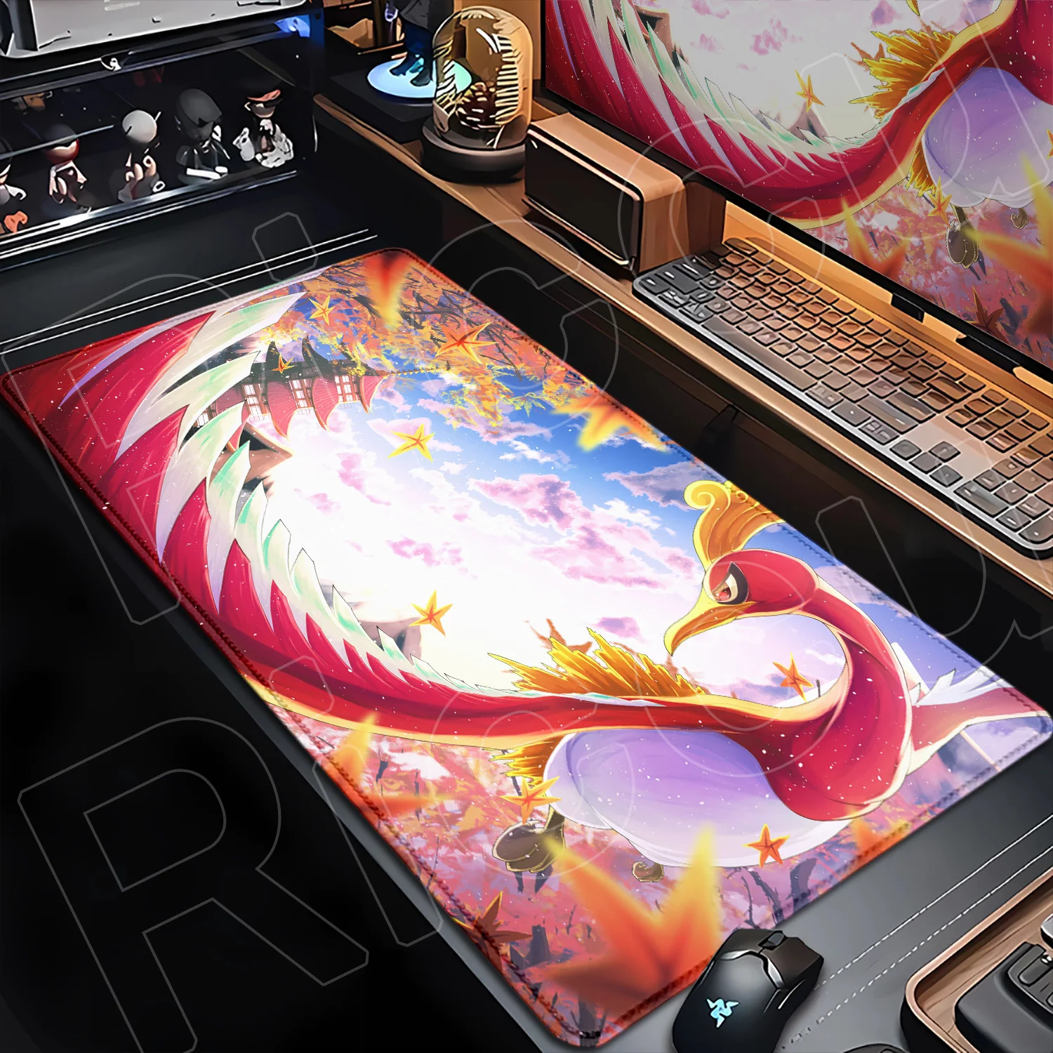

E-sports XXL Mouse Pad Anime Gamer Computer Mousepad Gaming Accessories Tablet Keyboard Lock Edge P-Pokemons Ho-Oh Mausepad Mats