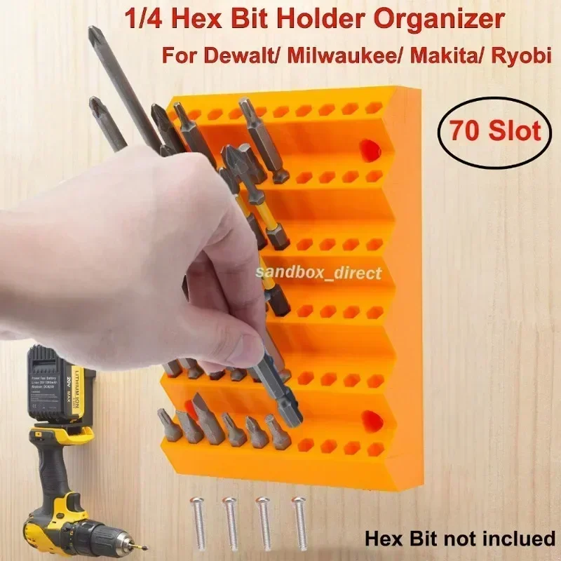 Slot Hex Bit Titular Organizador Broca de Armazenamento Fresa Titular da Broca Polegada Hex Chave de Fenda Bit Organizador 70