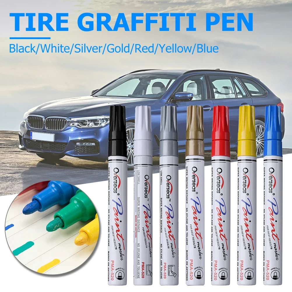 Car Motorcycle Scratch Repair Pen Colorful Waterproof Wheel Tire Oily Mark Pen Tyre Paint Marker Pen for Car Moto Tire Styling