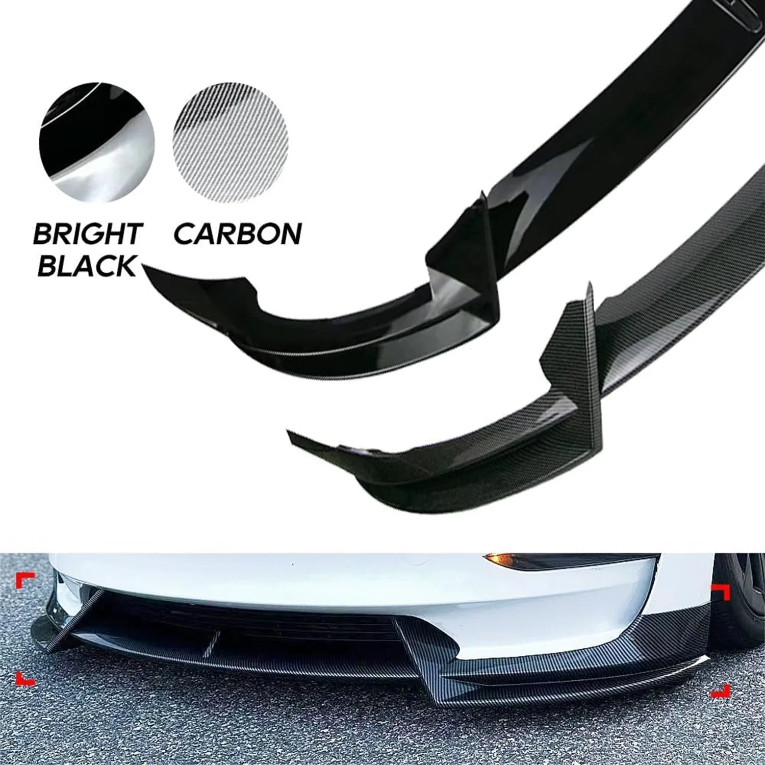 Front Bumper Front Lip Front Shovel kit Compatible for Tesla Model 3 Highland 2024 Sedan Body Spoiler Splitter Kit