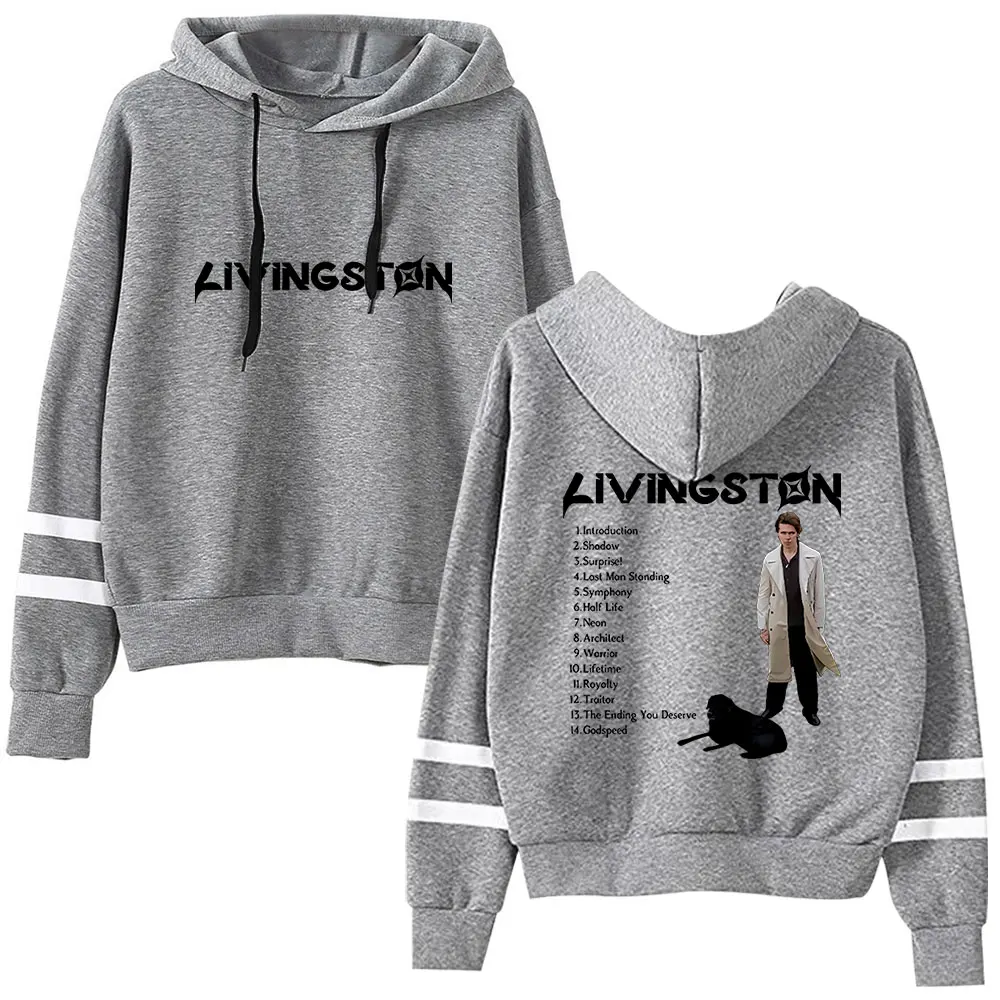 Livingston Pocketless Parallel Bars Sleeve Sweatshirt Pocket Drawstring HipHop Long-Sleeved Top Man/Woman Hip Hop Hoodies