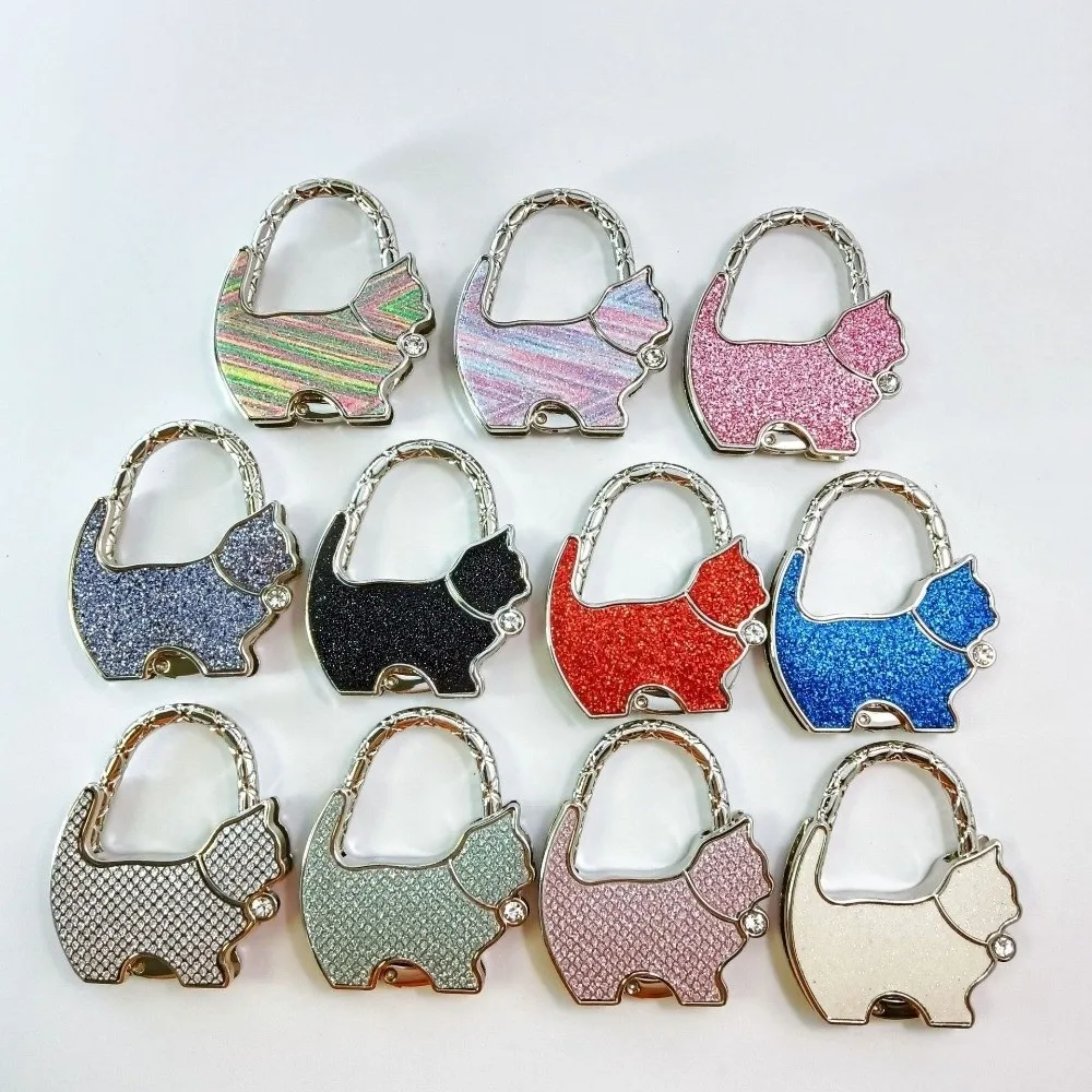 Cute Shape Cat Handbag Hook Foldable Lovely Design Folding Bag Hook Portable Alloy Material Purse Hanger Holder Home Decoration