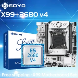 SOYO X99 Gaming Motherboard Set with Intel Xeon E5 2680 V4 CPU& DDR4 2133MHz Dual Channel ECC RAM M.2 NVME for Desktop PC