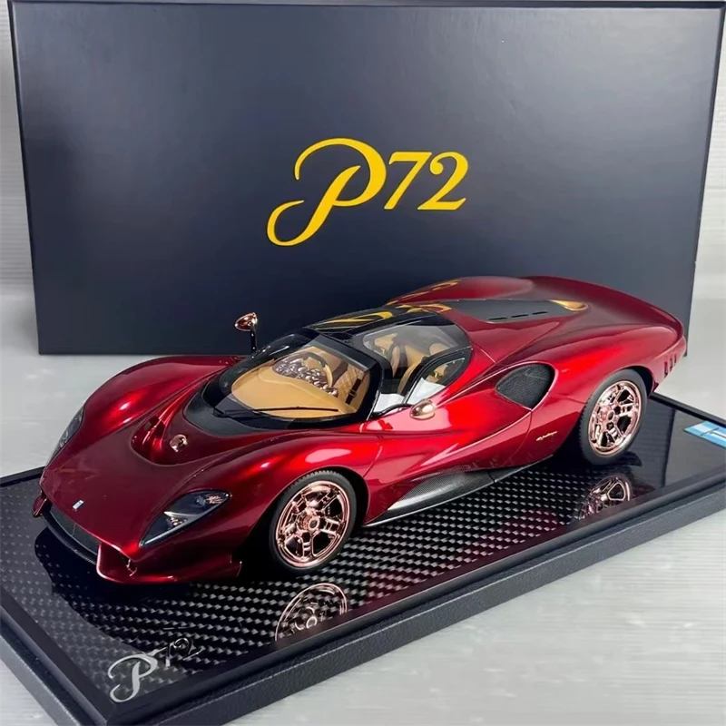 Peako 1:18 デトマソ P72 メタリックレッドシミュレーション限定版樹脂金属静的車モデルおもちゃギフト
