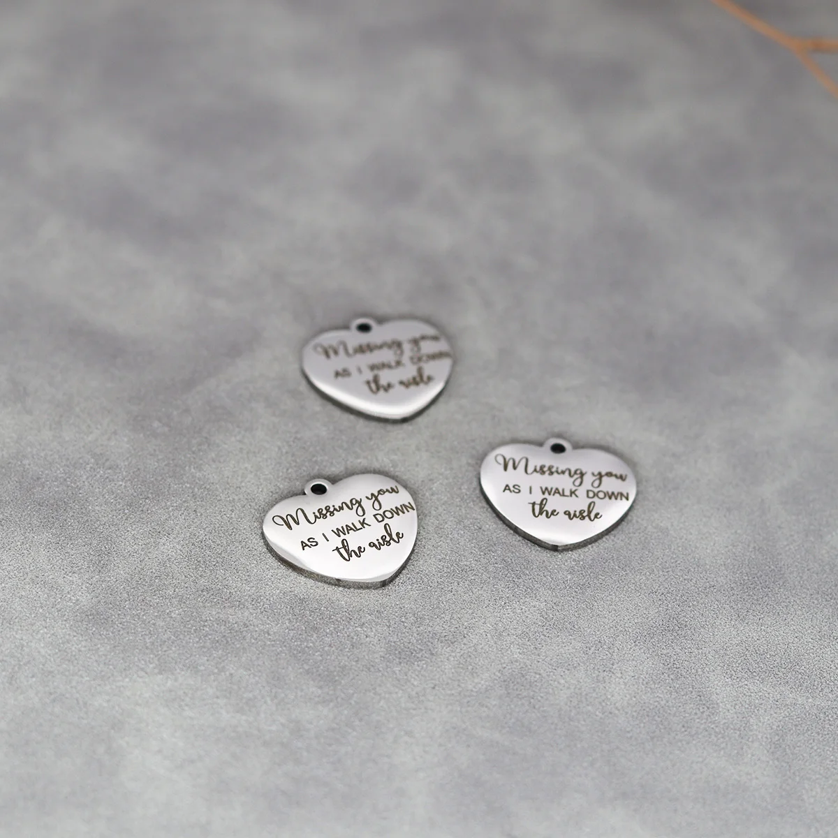 3pcs Stainless Steel Charm Missing You As I Walk Down The Aisle  Laser Engraved for Love Heart Jewelry Making DIY Handmade