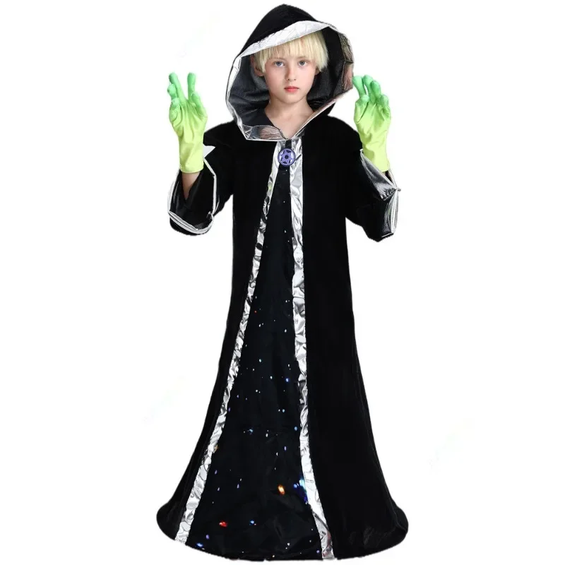 3Pcs Memune Exclusive Kids Unisex Funny Deep Space Alien Lord Scary Halloween Carnival Theme Party Fancy Costume S-L