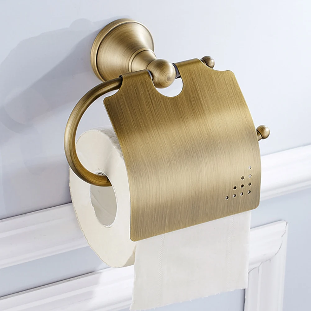 

Brass Antique Brushed Bathroom Roll Paper Holder Paper Towel Hanging Storage Rack Accessories