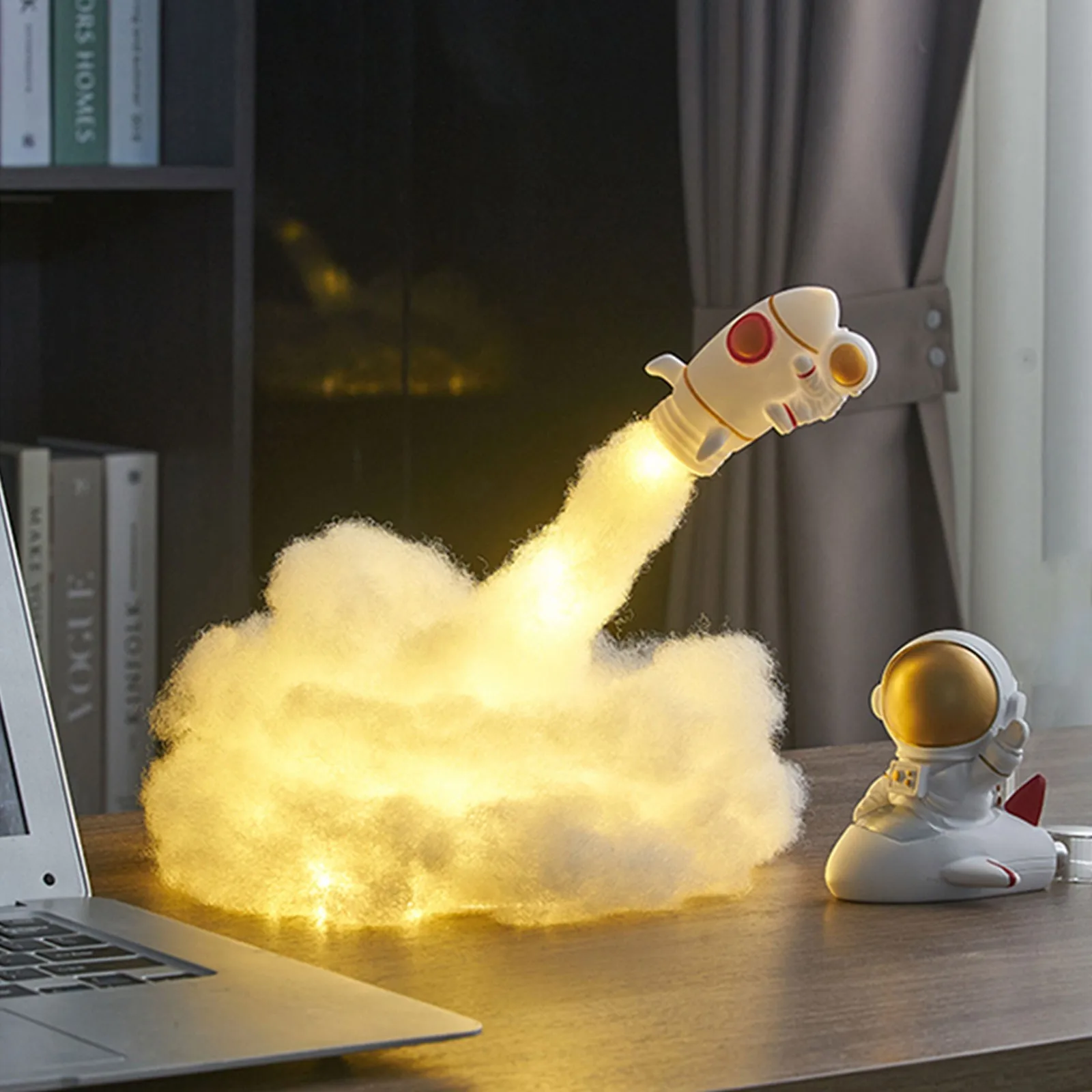 Creative Rocket Nightlight Decoration Colourful Decor Astronaut Figurines Resin Statue Sculpture Modern Decor Bedside Lamp