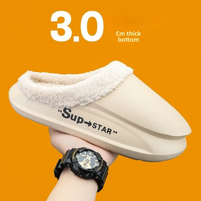 

Зимние мужские и женские теплые хлопковые тапочки на флисовой подкладке, легкие, нескользящие и прочные тапочки на резиновой подошве из ЭВА