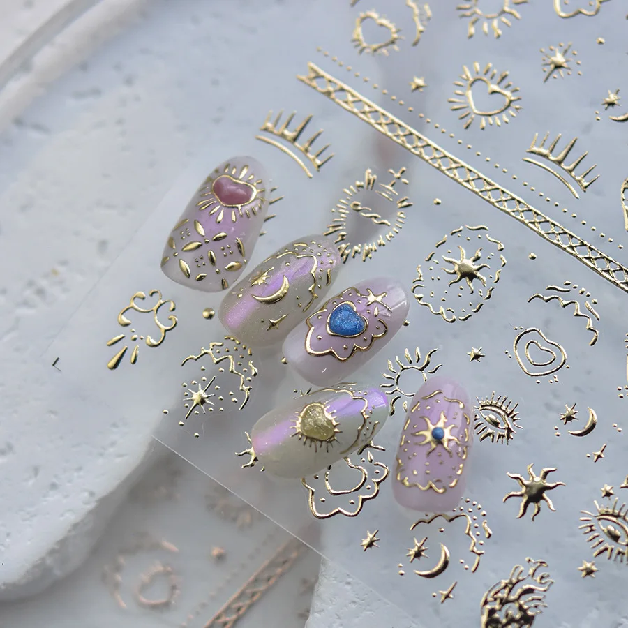 Pegatinas bronceadas 5D para decoración de uñas, pegatinas de estilo exótico, bordado de estilo nacional, flor, cristal, diamante, decoración artística de uñas