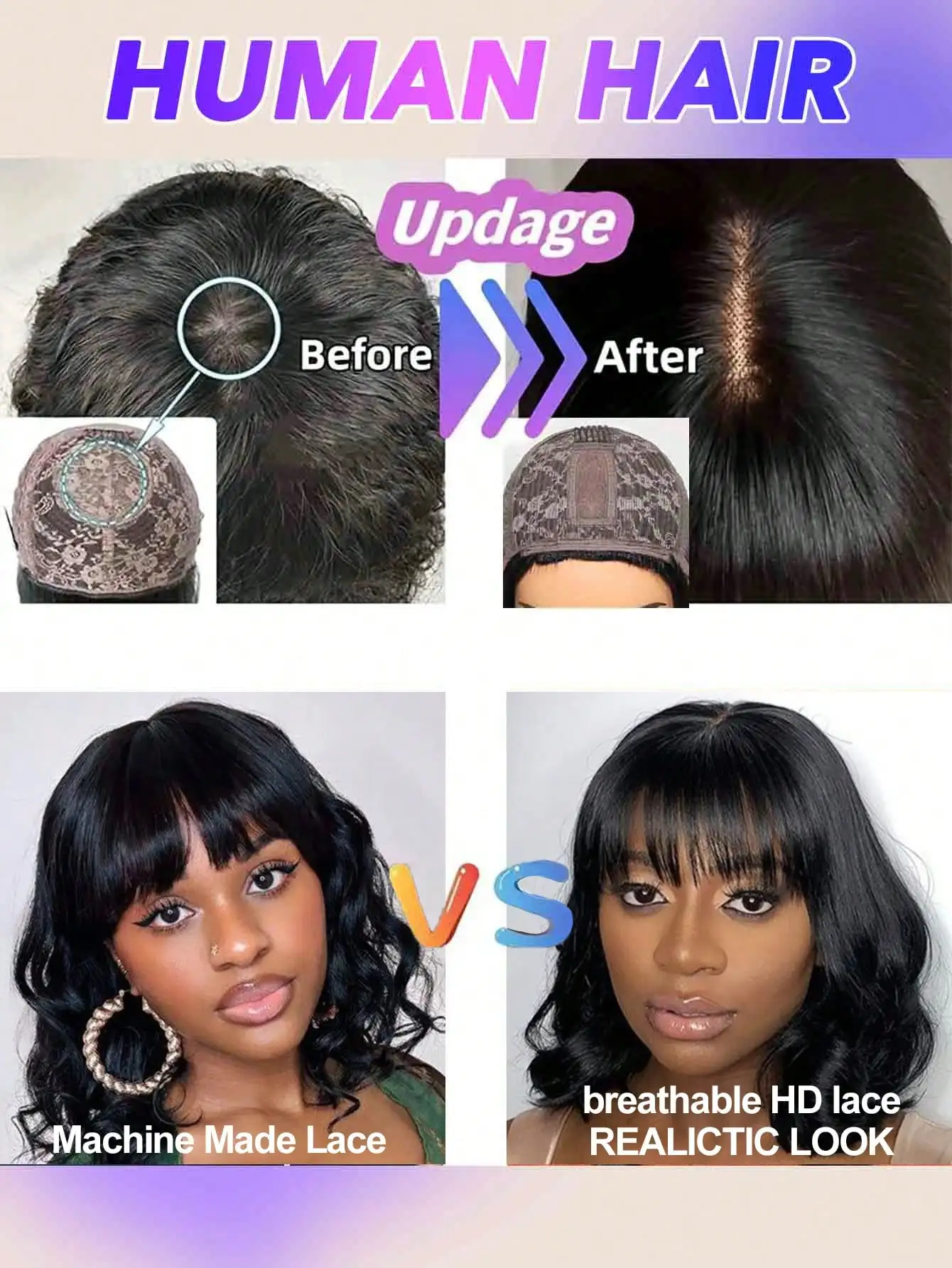 Body Wave Human Hair Wig With Bangs Fringe 3x1 HD Lace Frontal Wigs Short BoB Glueless Front Wig Indian Human Hair Ready To Wear