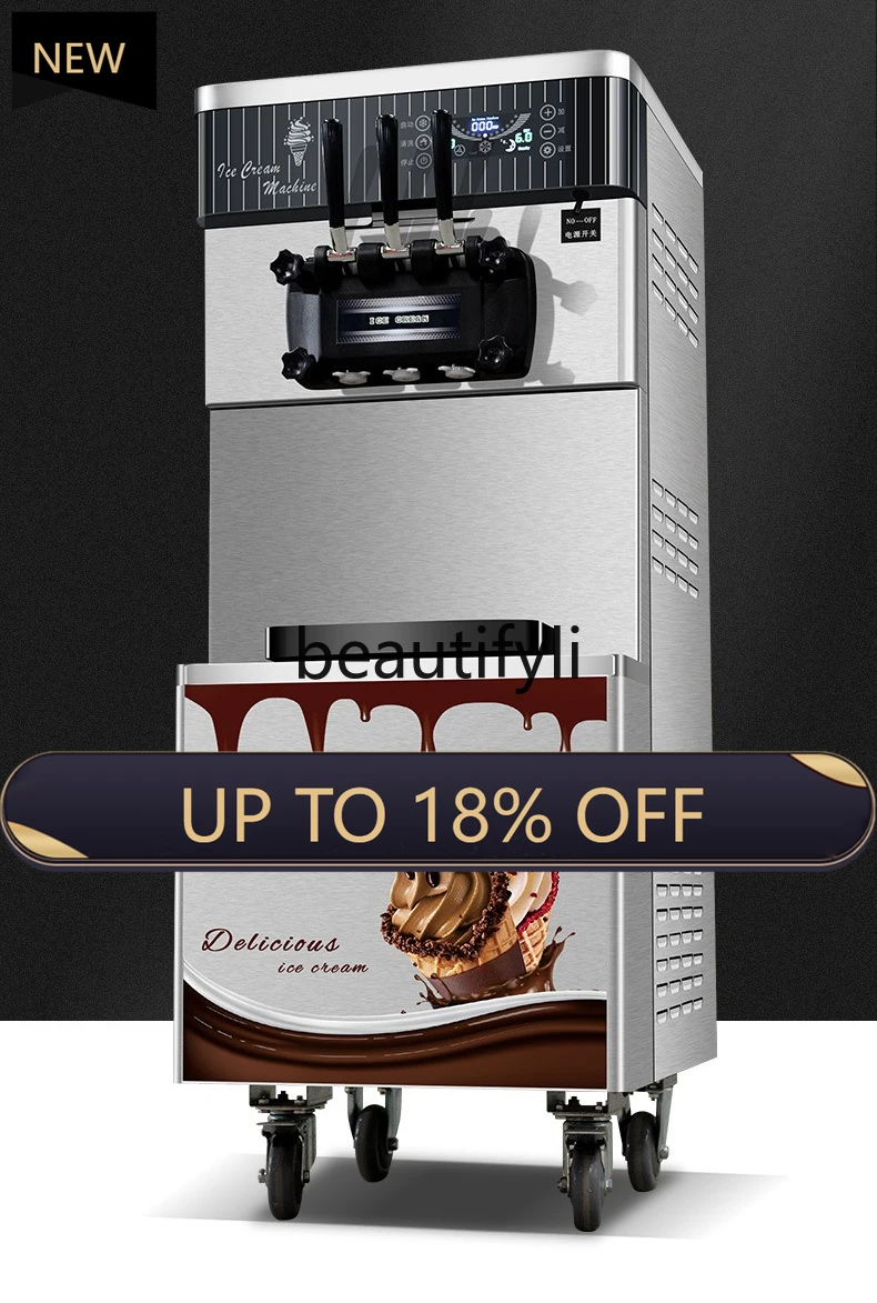 

Z189 Ice Cream Machine Commercial Fully Automatic Ice Cream Cone Machine Three-Color Pre-Cooling Preservation