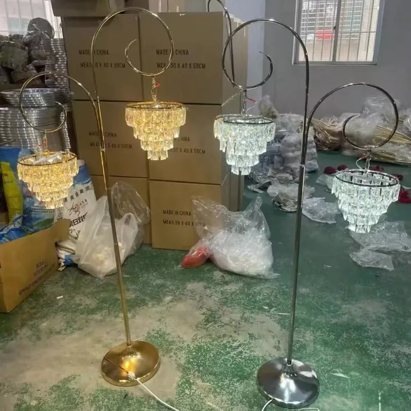 European wedding props wrought iron three-headed crystal ice bar luminous street light wedding hall