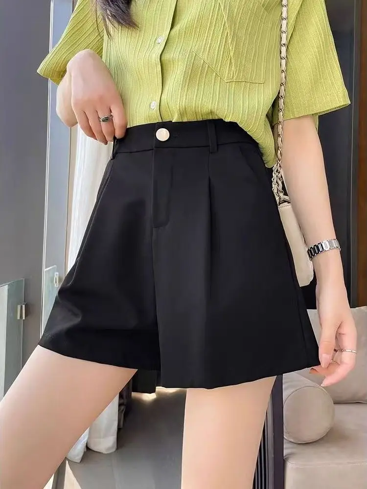 

High Waist Loose Fit Summer Thin New Style Women's Suit Shorts Breathable Comfortable Polyester Fiber Straight Leg Pants