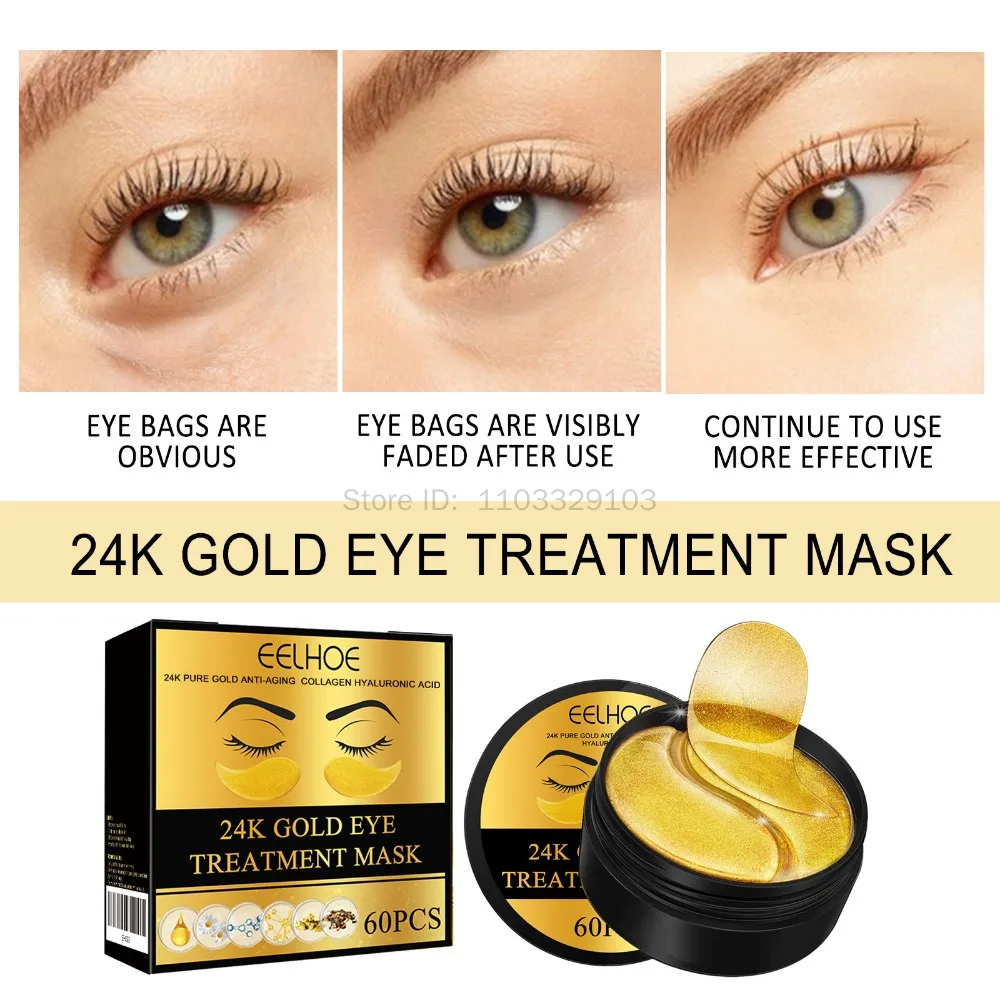 Gold Eye Mask Improve Eye Lines Moisturizing Firming 60pcs Eye Patches Hydration Anti Dark Circles Eye Care Product Makeup