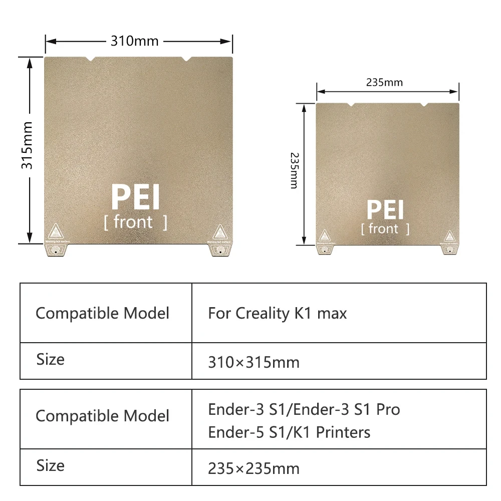 For Creality K1 / K1 MAX Build Plate 310X315mm PEI Build plate 235X235mm For Ender 3 v3 se / Ender 3 S1 PRO / Ender-5 S1 view 4