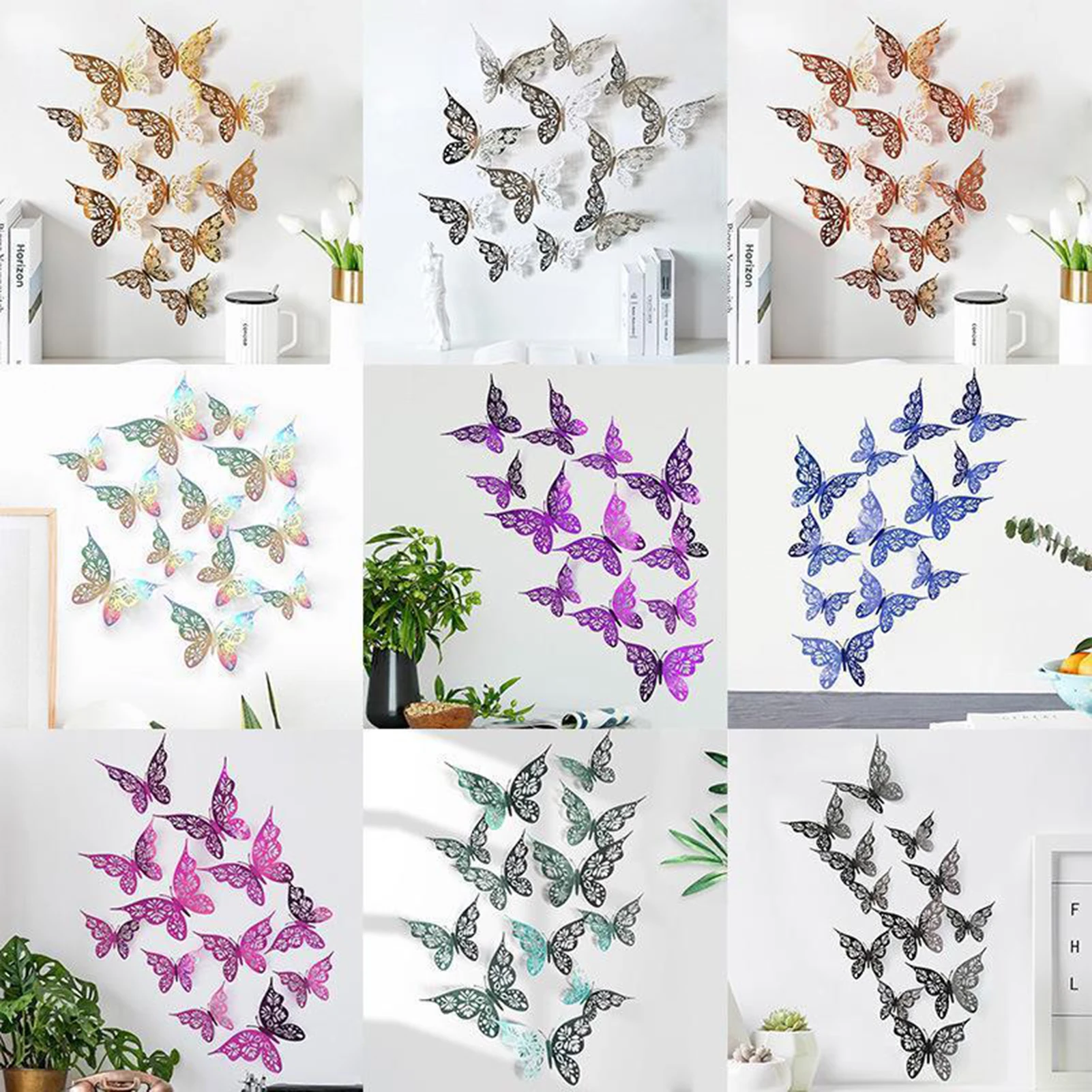 Creative Shape Butterfly Decoration Multiple Colors Shining Decals Gifts for Family Friend Children