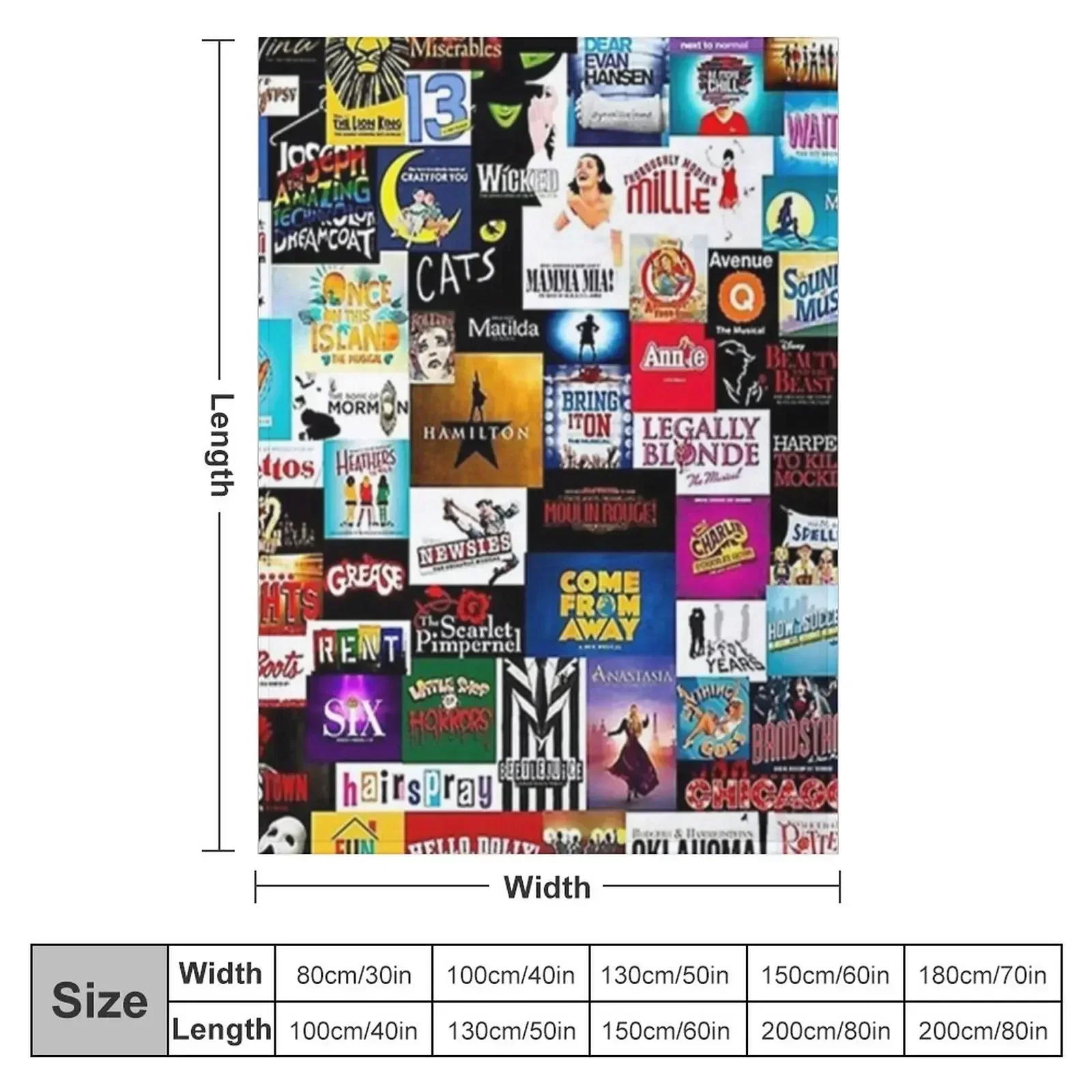 Broadway Show Logo Collage Throw Blanket blankets ands Luxury St Flannels Winter beds Furrys Plaid on the sofa Blankets
