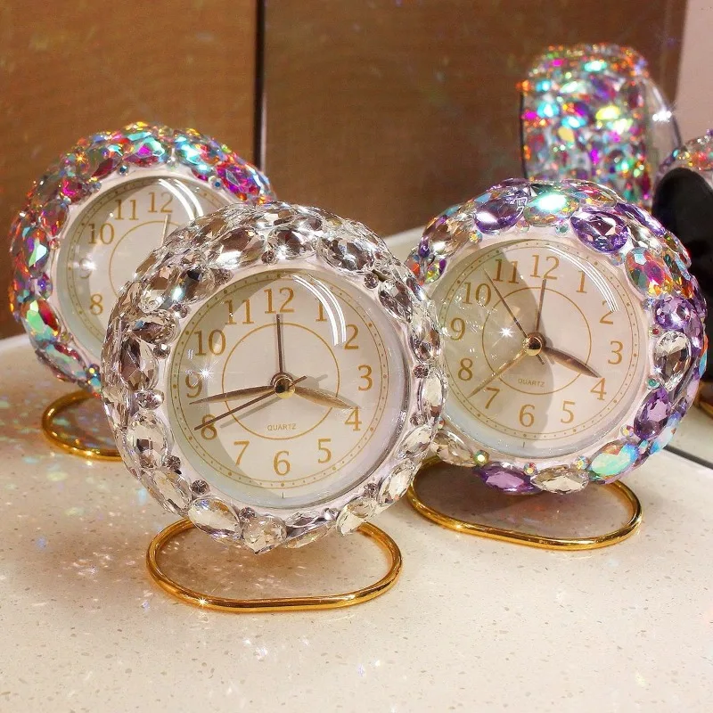 Light Luxury Alarm Clock High-End Sense Diamond-Encrusted desktop Clock Home High-Value Bedroom Decoration Ornament