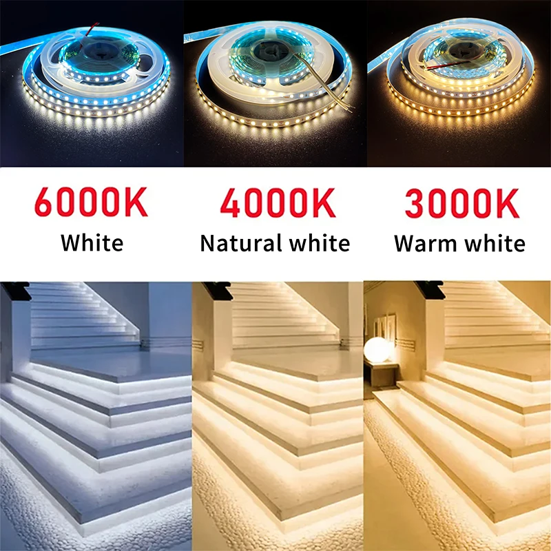 1-5m DC12V LED Strip light SMD 2835 120LED/m 240LED/m Self Adhesive Flexible Strip Ribbon Home Decor Light Kitchen Lighting