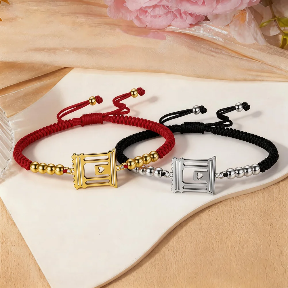 Holy Temple Charm Jewish Tradition Beit HaMikdash Pendant Bracelets Adjustable Braided Rope String Proteccion Jewelry Gifts