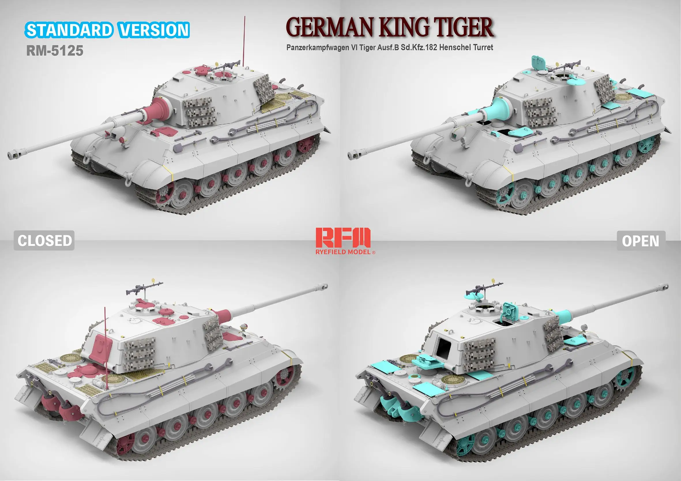 RYEFIELD Escala 5125 1/35 ALEMÃO KING TIGER Vl Tiger Ausf.B Sd.Kfz.182 Henschel Turret