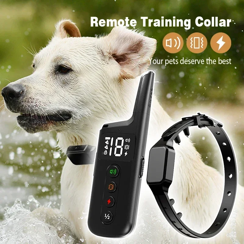 New Electric Dog Training Collar, Rechargeable Remote Control Static Shock Vibration Anti Bark Collars For Large Small Dogs