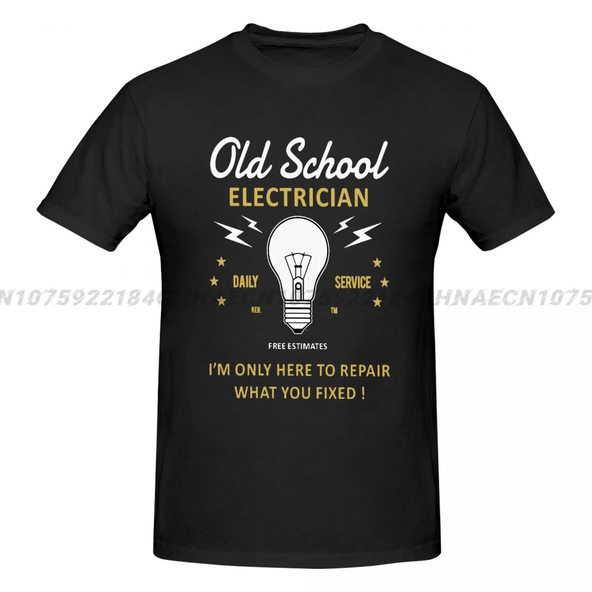 2024 Fashion Funny Novelty Joke Old School Electrician Mens T-Shirt Top Electrical Engineer Tees