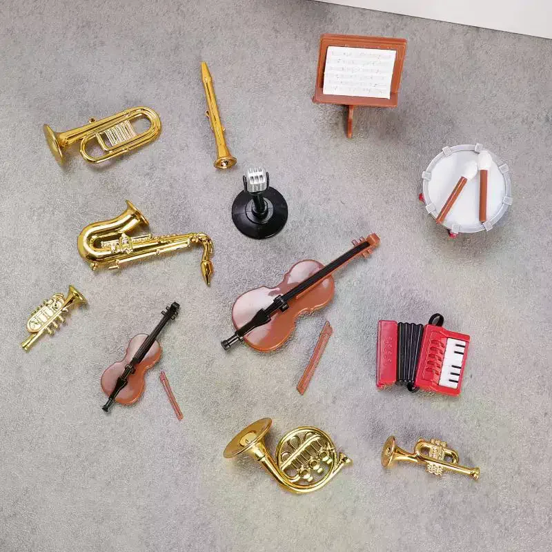 1 Set Home Decor Spielzeug 1:12 Puppenhaus Miniatur Akkordeon Sax Klassische Musikinstrument Modell Ornament Puppenhaus Zubehör