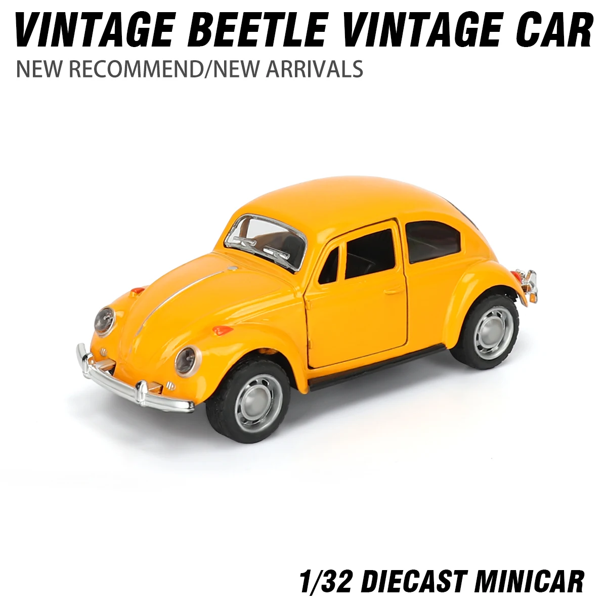 1:32 Motorcar Decoration Auto Carrying Accessories for Boy Gift Alloy Car Model Beetle Vintage Door Opening Force Children's Toy